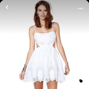 NWT White skater dress with lace detailing (Size Small)